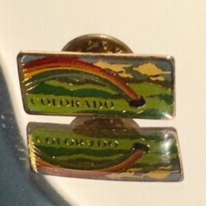 Vintage Colorado Rainbow Enamel Lapel  Pin made by Flatiron Postcard Co